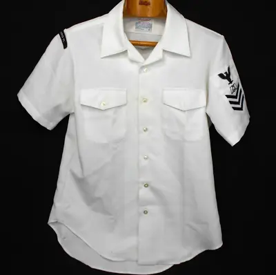 Vintage US Navy Sailor White Uniform Shirt  ML 16 • $19.95