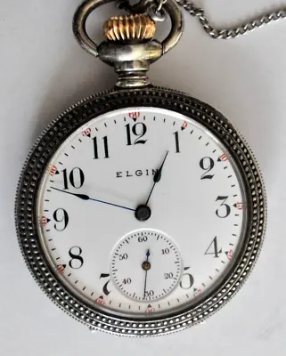 Vtg. Elgin 1911 Ladies Sterling Pocket/pendant Watch & Necklace Running • $99