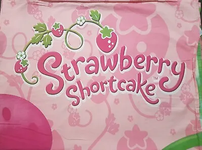 Vintage Strawberry Shortcake Flat Bedsheet - Brilliant Colours - Cotton - Twin • $19.13