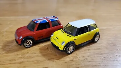 Matchbox Lot - 2003 Mini Cooper S Showcase (Yellow) & Hero City (Red W/ Flag) • $2.50