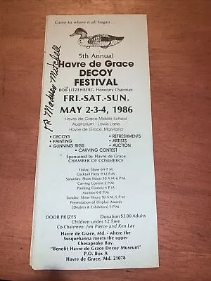 5th Annual Havre De Grace Decoy Festival Brochure Signed R. Madison Mitchell • $40