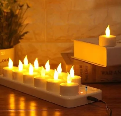 12Pcs Rechargeable Flameless TeaLight Candles Frosted Cups Candle Lamp Remote  • $90.92