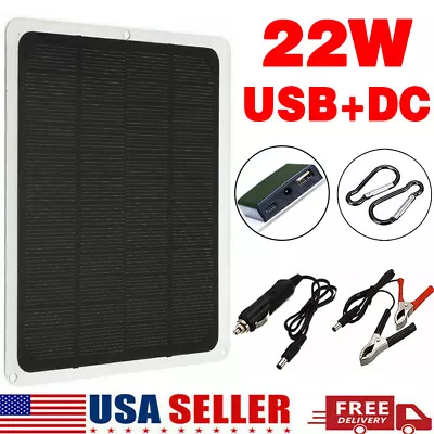 22W Solar Panel 12V Trickle Charger Battery Charger Kit Maintainer Boat RV Car • $16.99