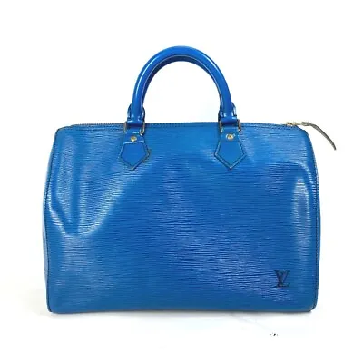 LOUIS VUITTON M42995 Epi Speedy35 Hand Bag Duffle Bag Epi Leather Blue • $453.36