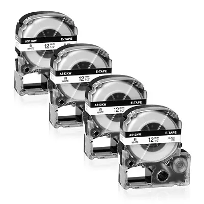 4PK Black On White 1/2  Label Compatible For K-Sun 212BW Epson 212BWPX PX Tape • $13.48