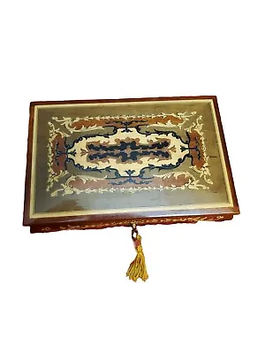 Inlaid Wooden Music Jewelry Box #A-11 COMES WITH KEY LOCK WORKS GREAT • $30