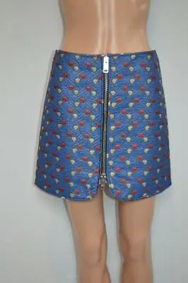 NWT Isabel Marant Blue Heina Embroidered Lurex Detail Mini Skirt F 36/US 4 $575 • $75