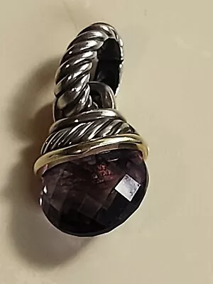 David Yurman Sterling Silver 925/14kt-585 Acorn Amethyst  Enhancer Pendant~RARE! • $350