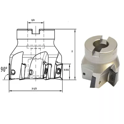 $90.77 • Buy 90 Degree Indexable Face Mill Cutter Use APMT APKT CNC Machining 2-1/2'' X 3/4''