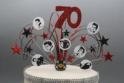 Elvis Presley Birthday Cake Topper Any Age Colours Stars On Wires Decoration 010 • £14.99