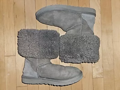 Women's Classic UGG Gray Shearling/Sheepskin Tall Boots. Sz 8. • $42.99