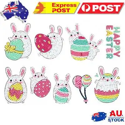 $9.30 • Buy 8pcs Kids DIY Round Diamond Painting Sticker Rabbit Creative Cross Stitch Paster
