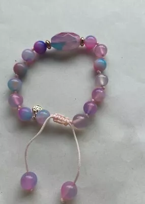 Lola Rose Berdie Round Beaded Bracelet Candy Floss Agate NEW • £34