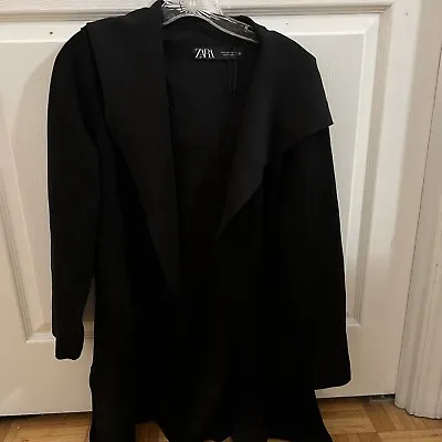 ZARA Black Shawl Cape Jacket Size Medium Excellent Condition Free Shipping • $19.49