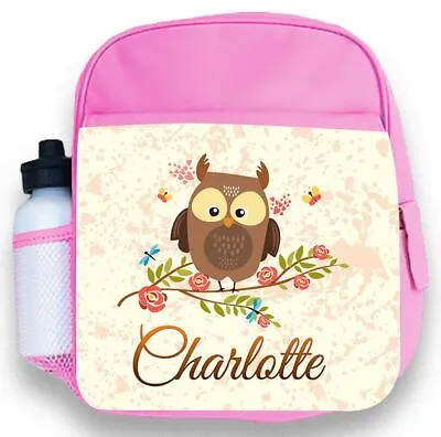 Personalised Backpack Any Name Kids Owl Design Girls Children Bag 656 • £19.99