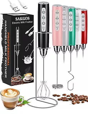 Rechargeable Milk Frother With Stand - Handheld Coffee Frother With 3 Stainless • $15.89