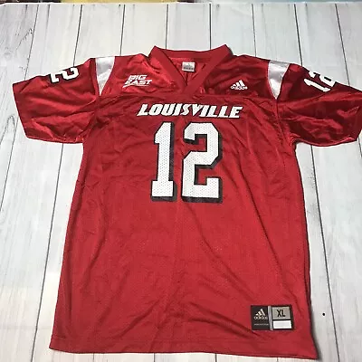 Vtg Adidas Louisville #12 Big East Red Nylon Jersey Youth XL 18-20 Very Nice • $17.98