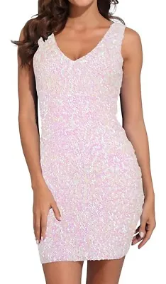 $27 • Buy Sequin Glitter Bodycon Stretchy Mini Party Dress Deep V-Neck