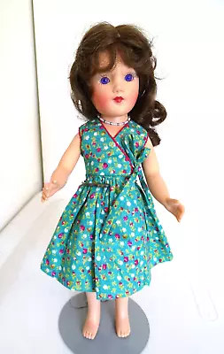 Modern Mary Hoyer Vinyl In Tagged Blue Flower Wrap Around Dress For 13  Doll • $95