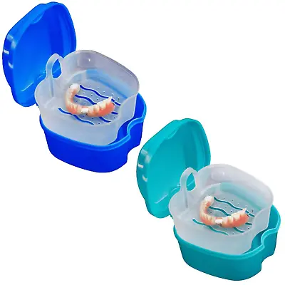 KISEER 2 Pack Colors Denture Bath Case Cup Box Holder Storage Soak Container For • $10.85
