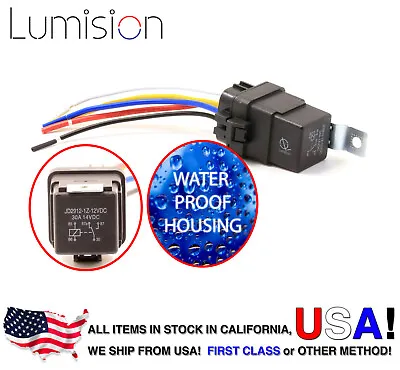 $9.99 • Buy Lumision 30AMP 12V DC Water Proof Relay And Harness 5-PIN SPDT Bosch Style 30A