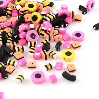 £3.40 • Buy A Mixed Pack Of 25 Polymer Clay Liquorice Allsorts Beads For Jewellery Making