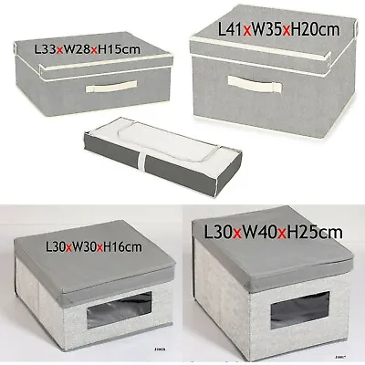 Fabric Storage Cube Drawer With Lid Box Folding Under Bed Ottoman Books Clothes • £7.75