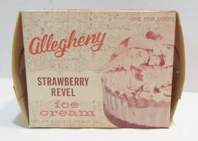 Allegheny Creamery Jersey Shore Pa Vintage Strawberry Revel Ice Cream Box Pint • $7.99