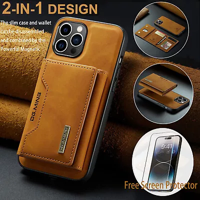 For IPhone 15 14 13 12 11 Pro Max Plus Leather Wallet Case Magnetic Rubber Cover • $14.24