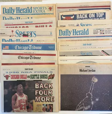 Michael Jordan Chicago Bulls Newspaper Lot Of 19 - 1993 To 1999 - Very Good • $74.95