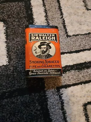 Vintage Sir Walter Raleigh Smoking Tobacco Collector TinEmptyHinged Lid • $5