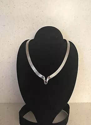 Vintage Monet Signed Modern Silver Tone V Choker/Flat Chain Necklace 16  • $21.99