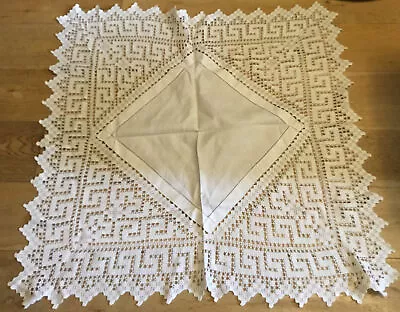 Vintage Lace Edged White Tablecloth • £8