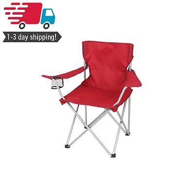 $9.99 • Buy Ozark Trail Camping Folding Chair With Cup Holder And Carry Bag, Red, Nice