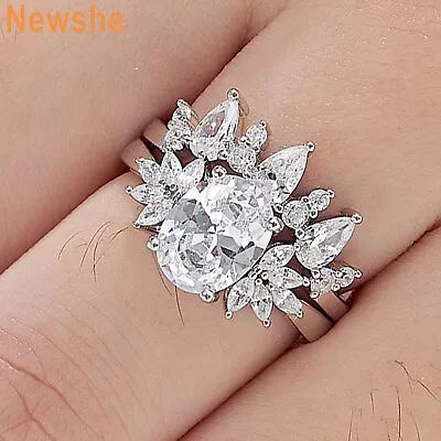 Newshe Vintage Wedding Rings For Women 925 Sterling Silver Engagement Set 5A CZ • $37.99