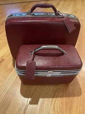 Vintage Samsonite Silhouette Train Hard Case Red Luggage • £57.01