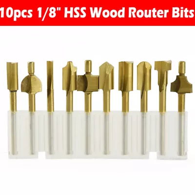 10PCS/Set 1/8  3mm Mini Shank HSS Titanium Router Bits For Dremel Rotary Tool  • $8.99