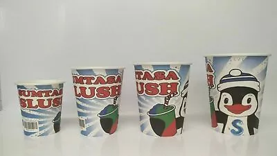 Disposable Paper Slush Smoothie Cups PLA + Paper Spoon Straw 7oz 10oz 12oz 16oz • £16.48