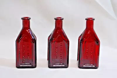 Wheaton Glass Chief Wahoo Electric Tonic Remedy Ruby Red Bottles Lot Of 3  T1633 • $39.99