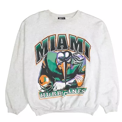 Vintage Miami Hurricanes Sebastian The Ibis Sweatshirt Size XL Gray 90s NCAA • $70