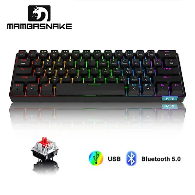 Mechanical Wireless Bluetooth RGB Backlit USB C Gaming Keyboard Red Switch • $18.99