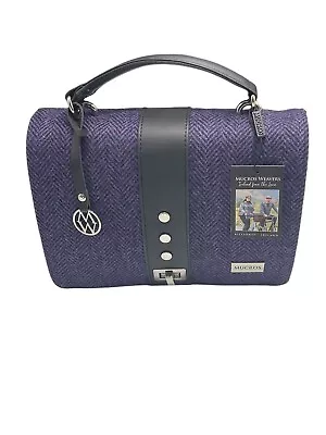 Mucros Ladies Irish Fiona Tweed Dark Purple Herringbone Shoulder Bag Or Clutch • $55.16