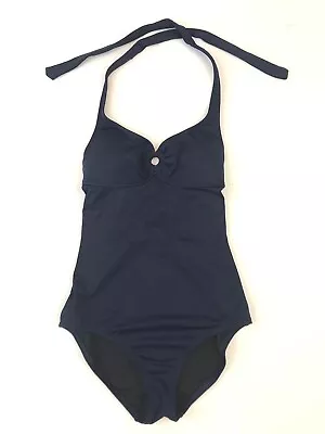 J.Crew Two-Tone Ring One-Piece Halter Solid Swim Tank #08302 Navy Blue 4 $98 NEW • $25.20