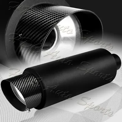 4  Carbon Fiber Slant Tip 2.5  Inlet Black Stainless Exhaust Muffler Universal • $39.99