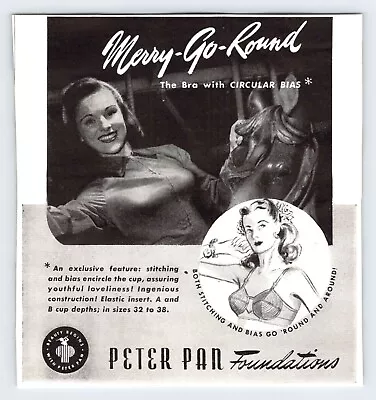 1945 WOMAN PETER PAN BRA 1940's FASHION AD Vintage 4.5 X5  Magazine M399 • $1