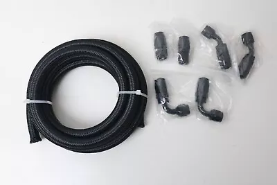 6AN 10FT Stainless Steel Nylon Braided Oil Fuel Line+3/8 Hose End Fitting Kit • $25.89