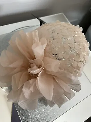 M&S Pale Peach Peony Flower Fascinator Head Band Burlesque Style RRP49.50 • £24.99