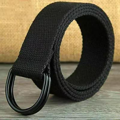 Unisex Canvas Double D Ring Metal Waistband Fashion Belt - Adjustable • £4.32