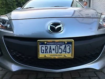 UNBREAKABLE Flat Clear License Plate Shield + GOLD Frame For MAZDA • $9.49