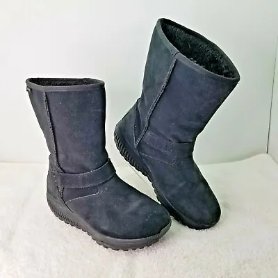 $49.22 • Buy Skechers Shape Ups XF Bollard Boot Size 9 Black Suede Faux Fur Rocker Toning